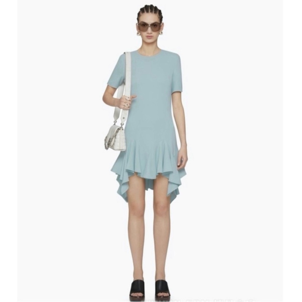 GIVENCHY BLUE ASYMMETRICAL RUFFLE MINI DRESS - Picture 11 of 11